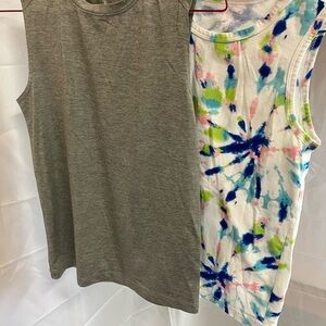 Gray and Tie-Dye Sleeveless Tops